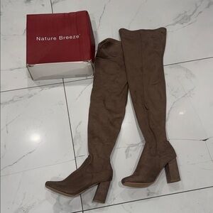 Nature Breeze Women's Tan Over-the-Knee Boots